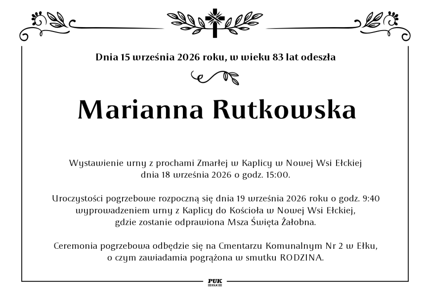 Marianna Rutkowska - nekrolog
